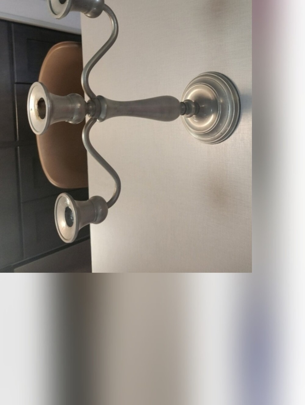 RH Restoration Hardware Silver 3 Candle Candlebra Heavy - Picture 4 of 5
